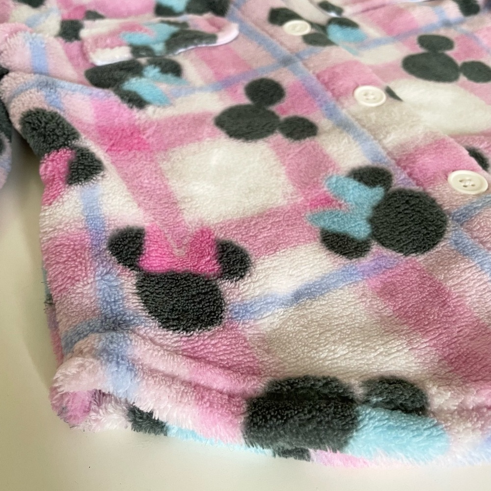 Disney Minnie Mouse Pink and Purple Plaid Fleece Button Up Top Girls 3T - Picture 7 of 12